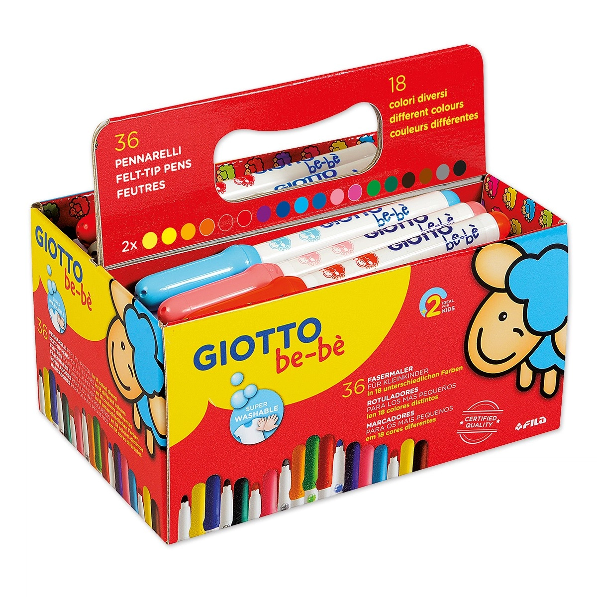 GIOTTO be-bè Large Pencils and Sharpeners Pre-School Pack for Young  Children, 36 Pencils, Assorted Colours, Ideal for School & Home