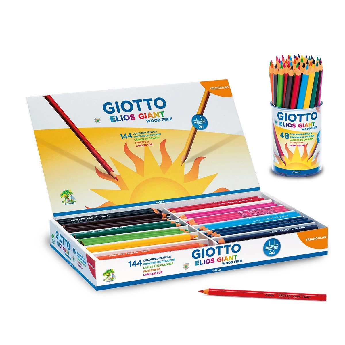  Giotto Be Be Super Large Giant Colored Pencils 12 PCS with  Large Pencil Sharpener : Office Products